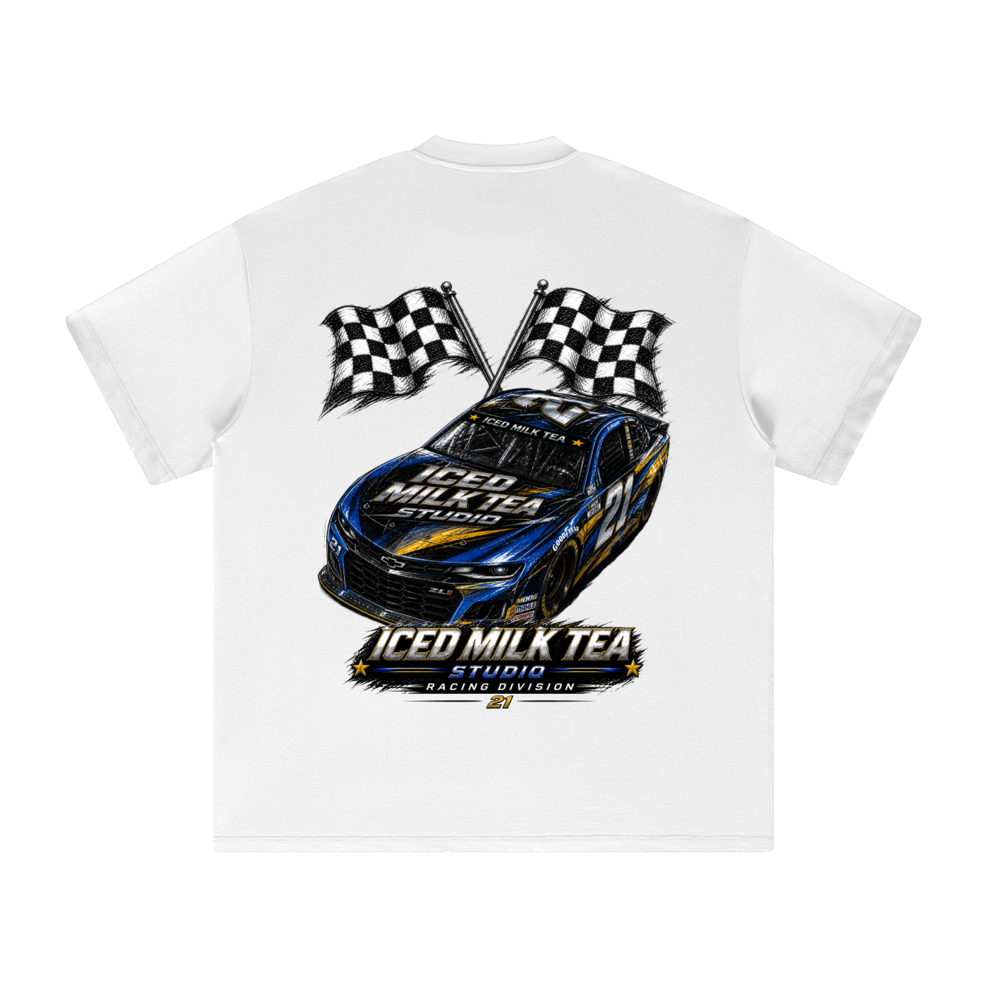 *NEW* Iced milk tea studio racing T white