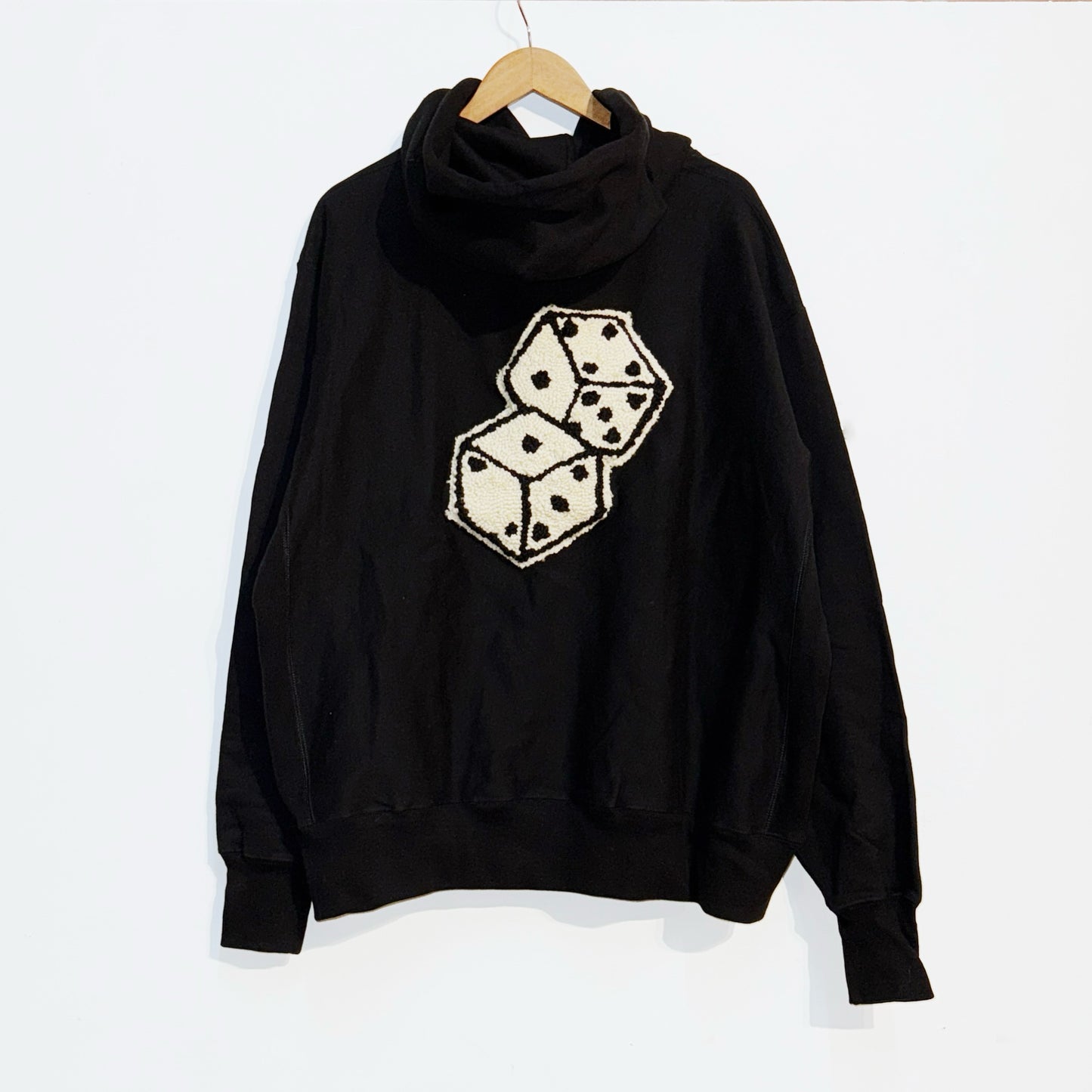 IMT hand knitted patch hoodie dice