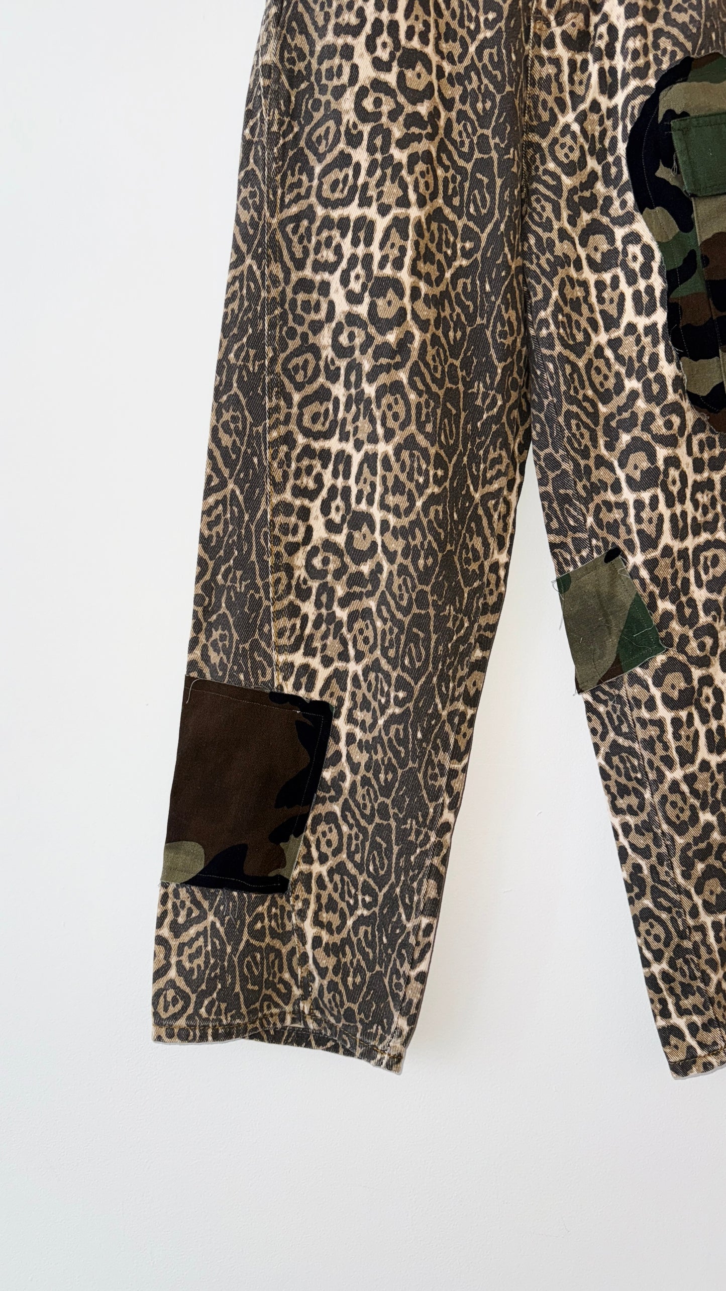 IMT REWORKED leopard patch pants