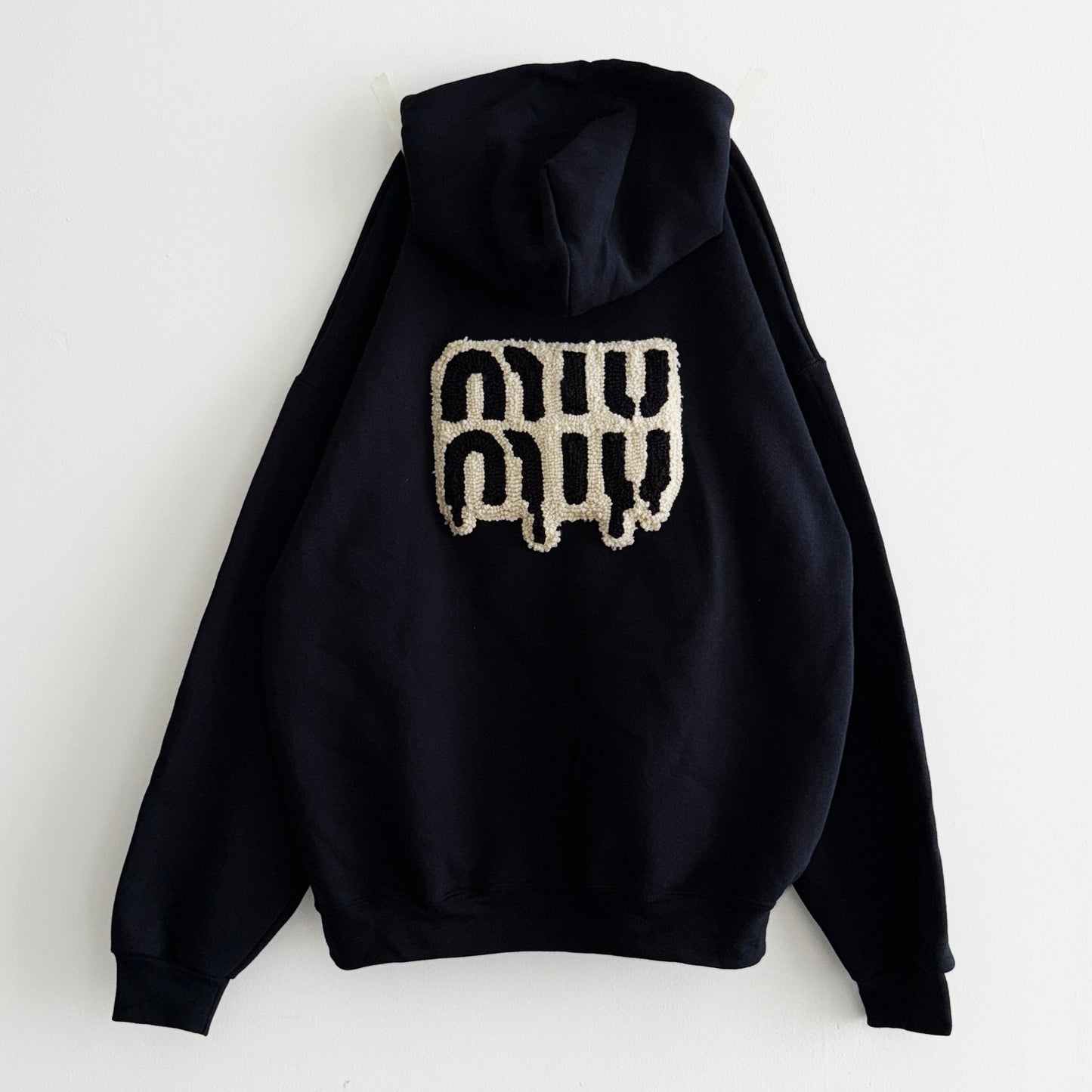 IMT hand knitted patch hoodie dripping MIUMIU