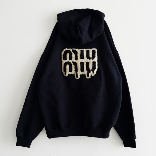 IMT hand knitted patch hoodie dripping MIUMIU