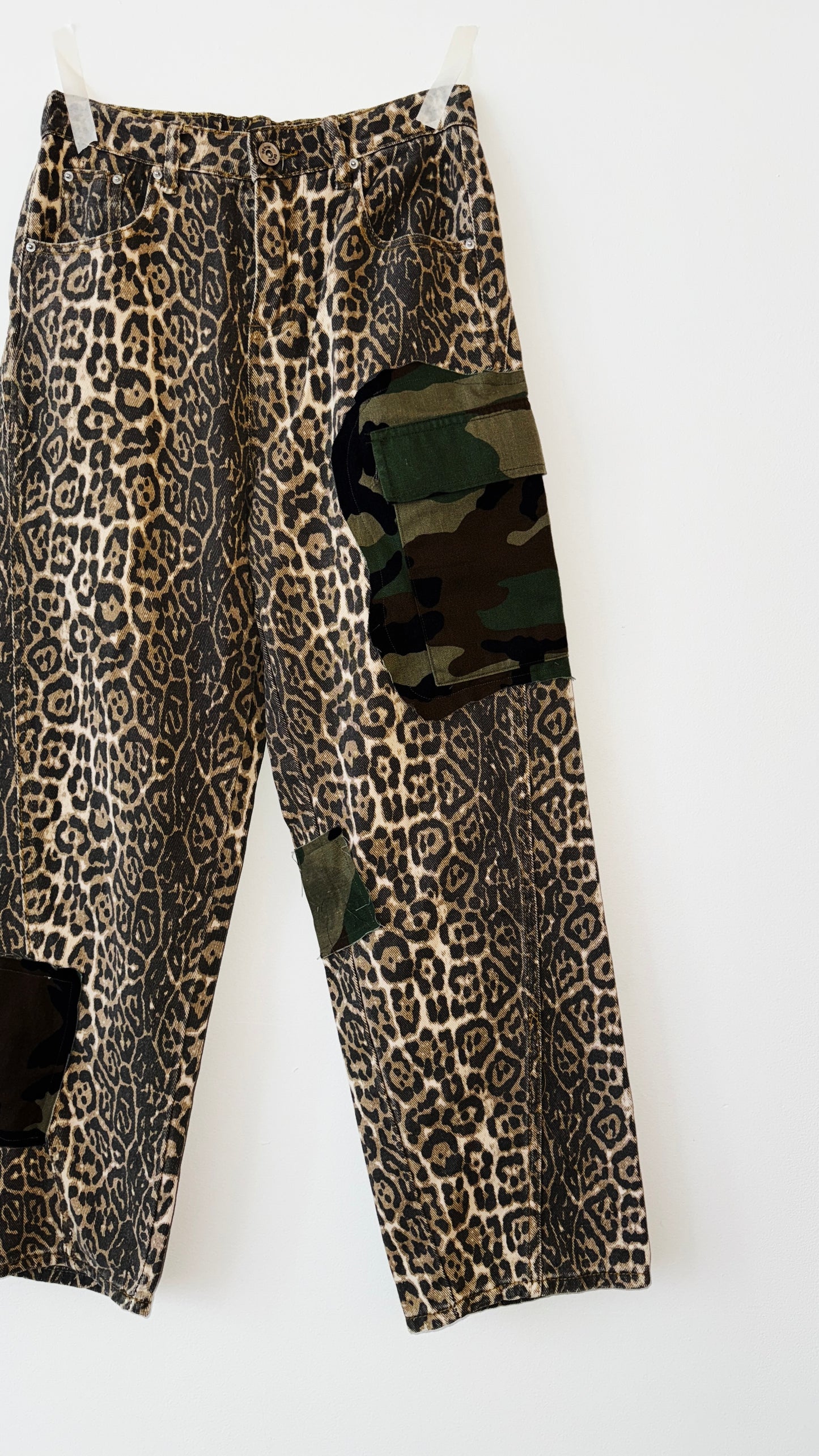 IMT REWORKED leopard patch pants