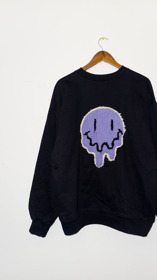 IMT 1/1 hand knitted patch crewneck dripping smiley