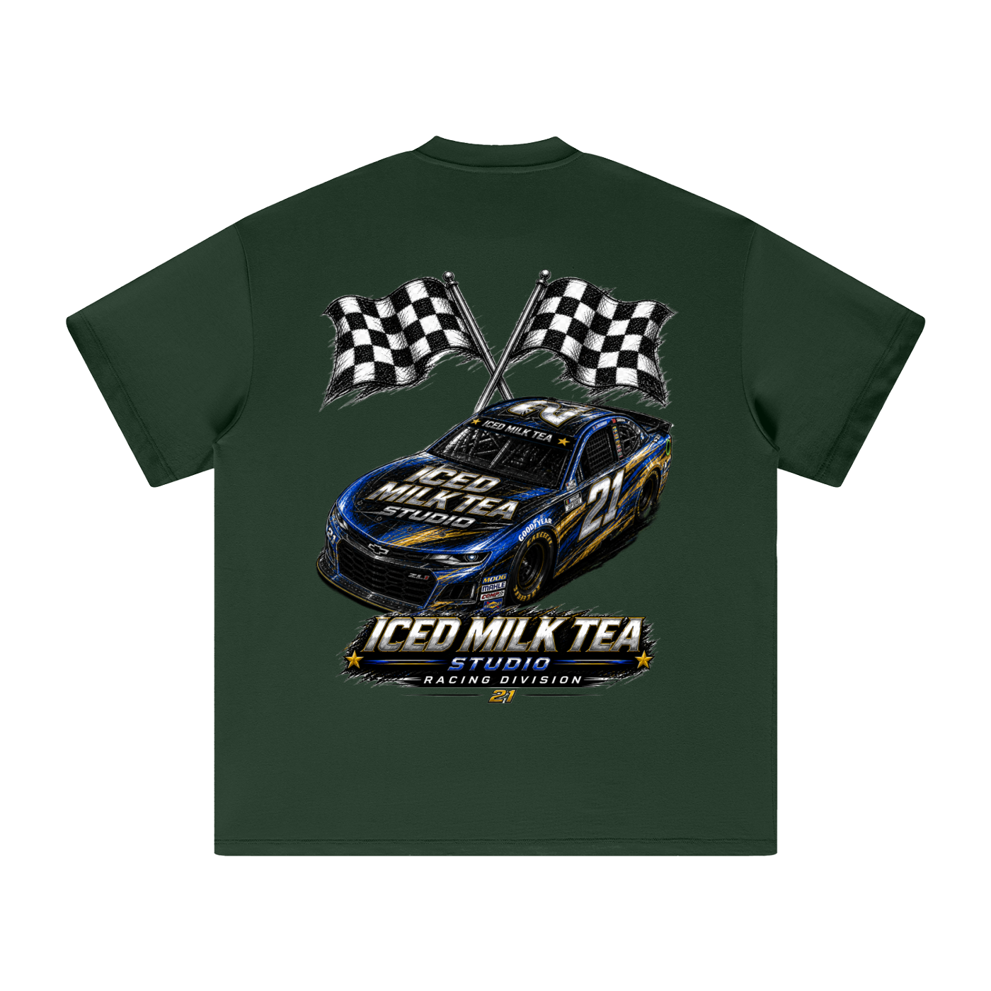 *NEW* Iced milk tea studio racing T green