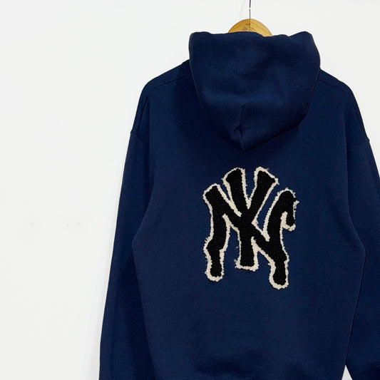 IMT hand knitted patch hoodie NY navy