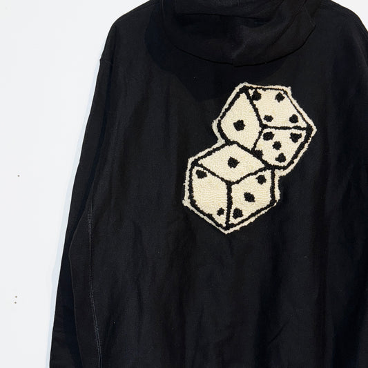 IMT hand knitted patch hoodie dice