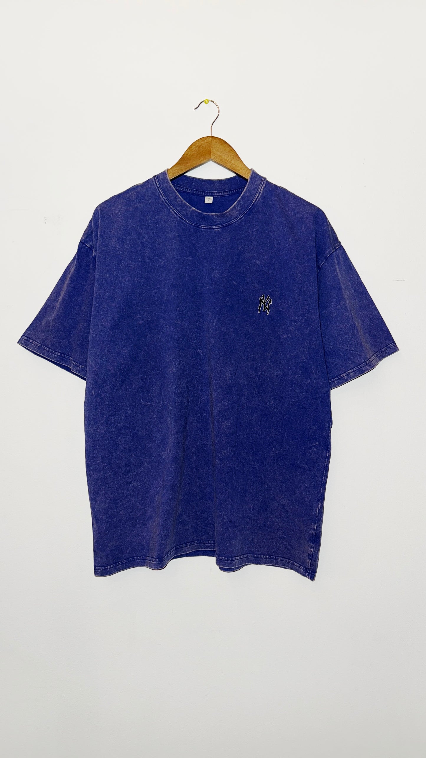 IMT Vintage washed embroidered dripping NY S/S T blu