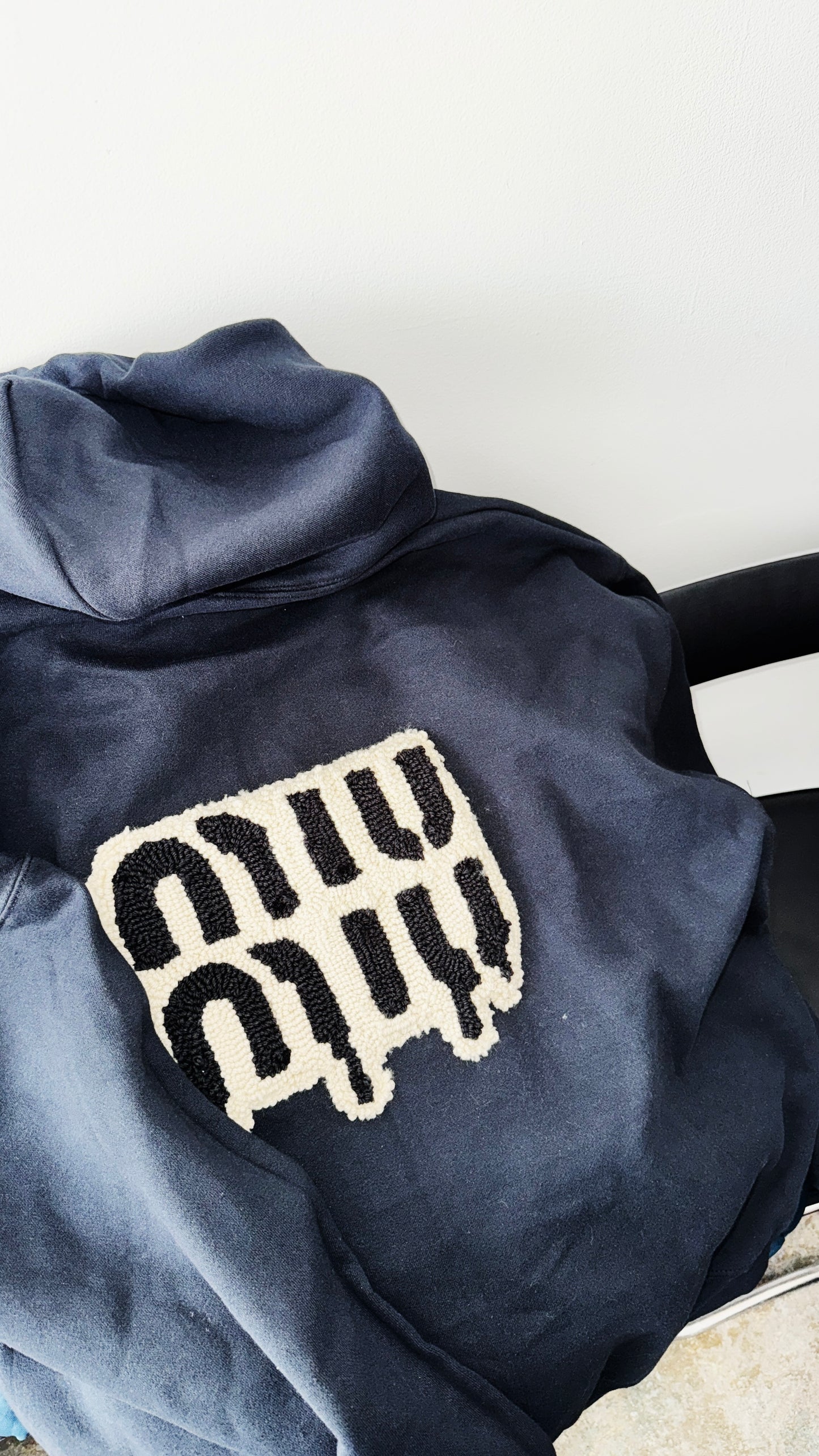 IMT hand knitted patch hoodie dripping MIUMIU